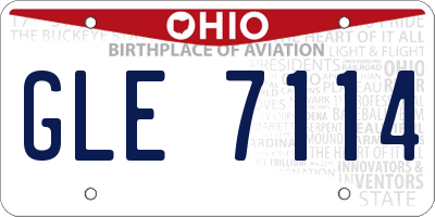 OH license plate GLE7114