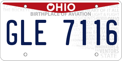 OH license plate GLE7116