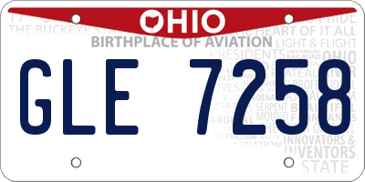OH license plate GLE7258