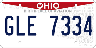 OH license plate GLE7334