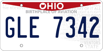 OH license plate GLE7342