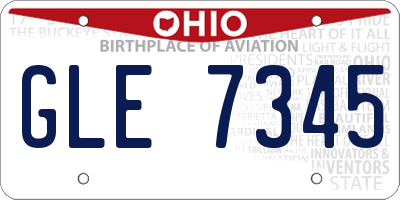 OH license plate GLE7345