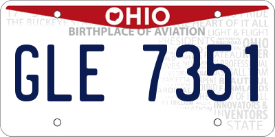 OH license plate GLE7351