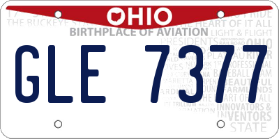 OH license plate GLE7377
