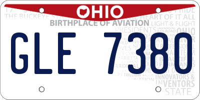 OH license plate GLE7380