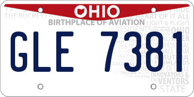 OH license plate GLE7381