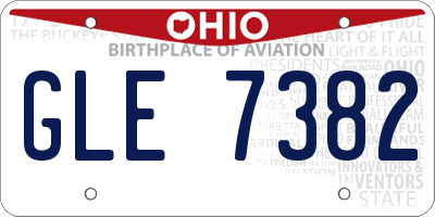 OH license plate GLE7382