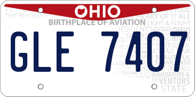 OH license plate GLE7407