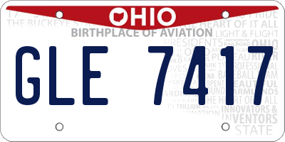 OH license plate GLE7417