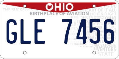 OH license plate GLE7456