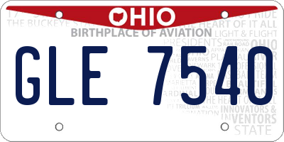 OH license plate GLE7540