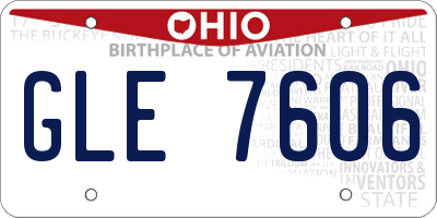 OH license plate GLE7606