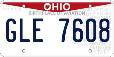 OH license plate GLE7608