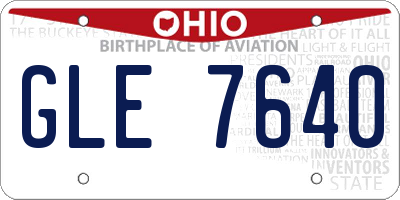 OH license plate GLE7640