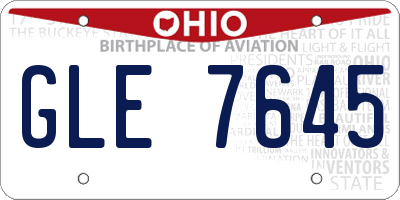 OH license plate GLE7645