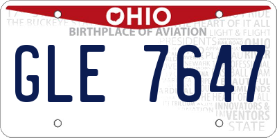 OH license plate GLE7647
