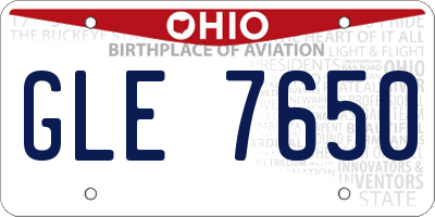 OH license plate GLE7650