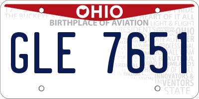 OH license plate GLE7651