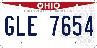 OH license plate GLE7654
