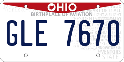 OH license plate GLE7670