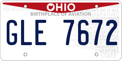 OH license plate GLE7672
