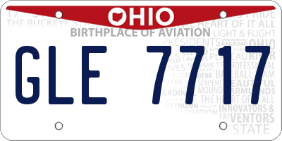 OH license plate GLE7717