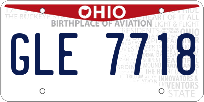 OH license plate GLE7718