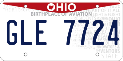 OH license plate GLE7724