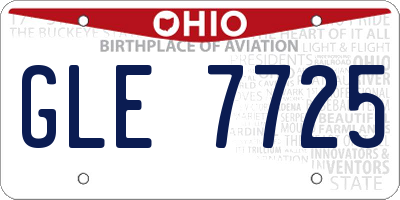 OH license plate GLE7725