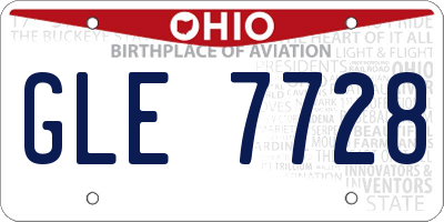 OH license plate GLE7728