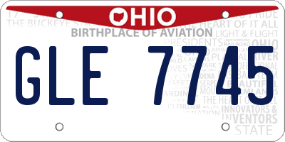 OH license plate GLE7745
