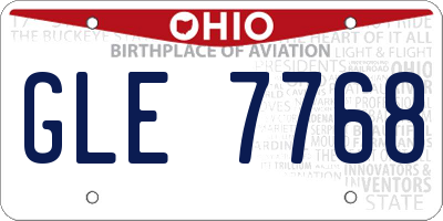 OH license plate GLE7768