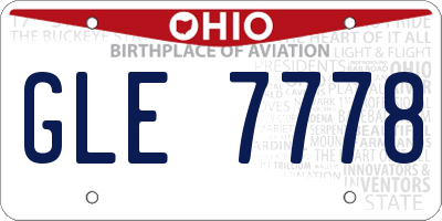 OH license plate GLE7778