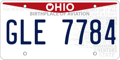 OH license plate GLE7784
