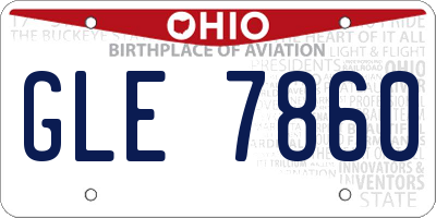 OH license plate GLE7860
