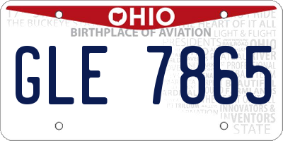 OH license plate GLE7865