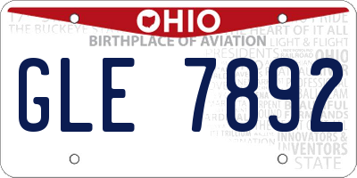 OH license plate GLE7892