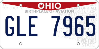 OH license plate GLE7965