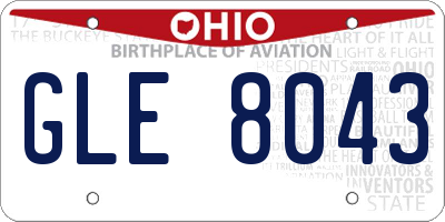 OH license plate GLE8043