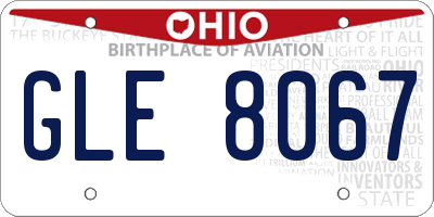 OH license plate GLE8067