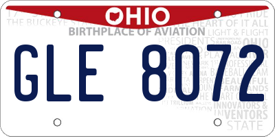 OH license plate GLE8072