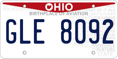 OH license plate GLE8092