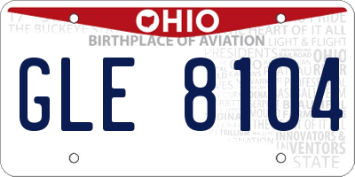 OH license plate GLE8104