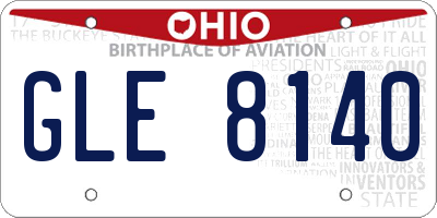 OH license plate GLE8140