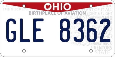 OH license plate GLE8362