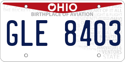 OH license plate GLE8403