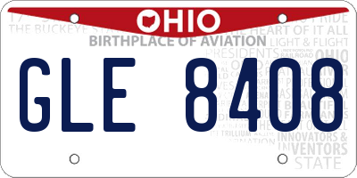 OH license plate GLE8408
