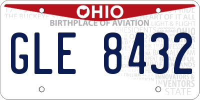 OH license plate GLE8432