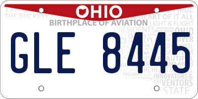 OH license plate GLE8445