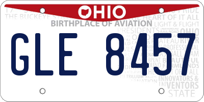 OH license plate GLE8457